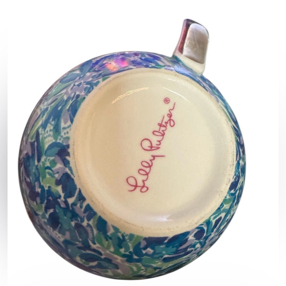 Lilly Pulitzer Lion Around blue green floral pattern gold accents handles (3) - Picture 5 of 5